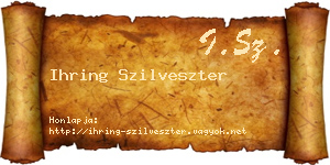 Ihring Szilveszter névjegykártya